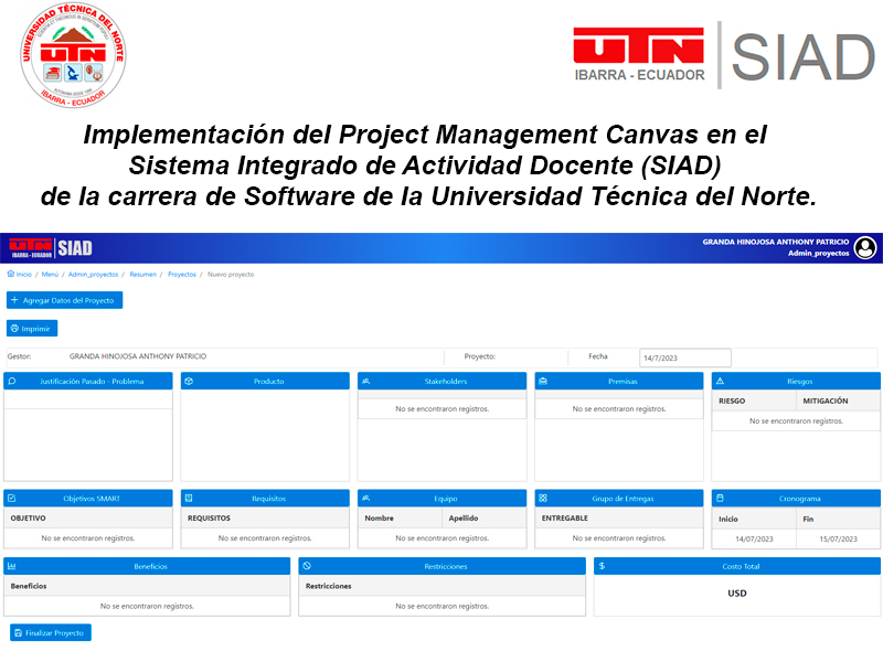 Repositorio Digital Universidad Técnica Del Norte Implementación Del Project Management Canvas